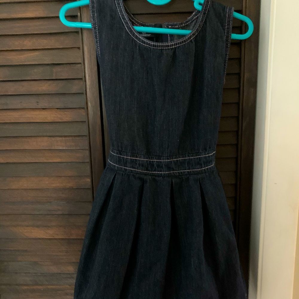 100% cotton denim jumper dress bow in back